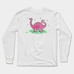 cute pink dinosaur Long Sleeve T-Shirt